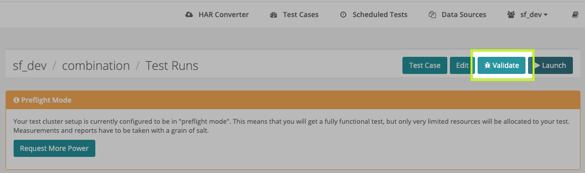 Launching a Validation Run