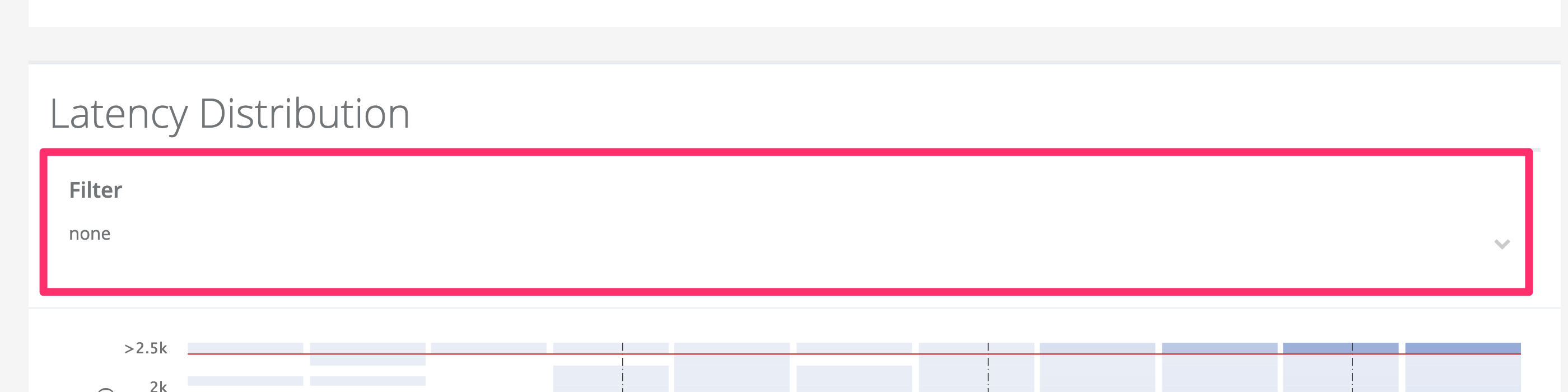 Screenshot: The filter component in a collapsed state indicating with a red box where to click to expand it