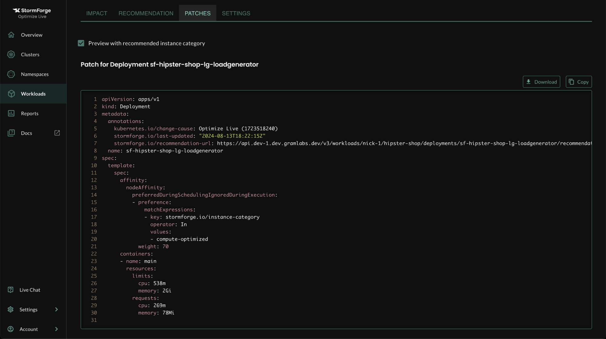 Preview affinity patch